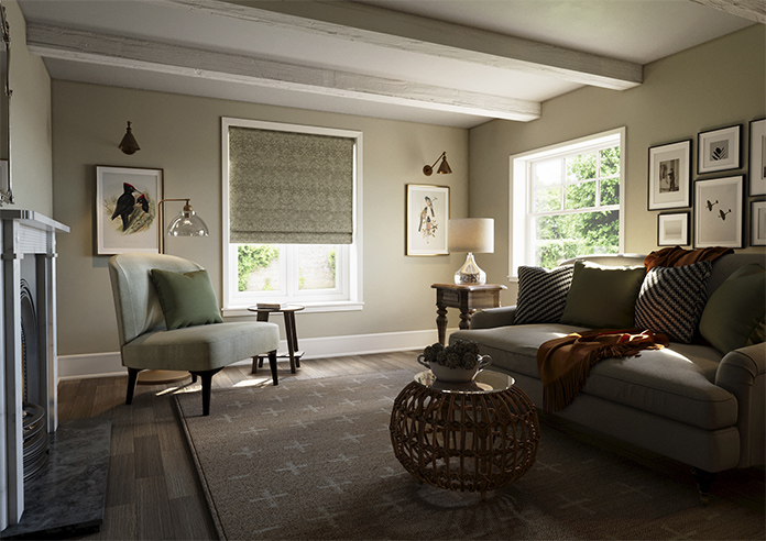 William Morris At Home Strawberry Thief, Woven Sage - Roman Blind - Image 6